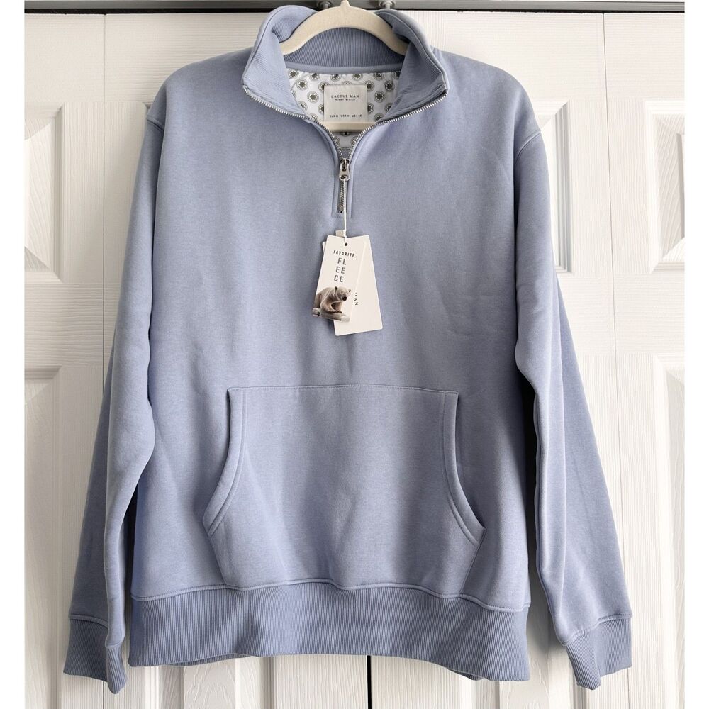 Cactus Man Ricky Singh Half Zip Sweatshirt Pullover Blue Kangaroo Pocket Mens M